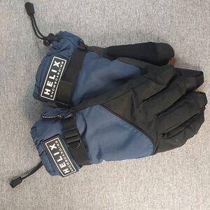 Helix Black Navy Blue Young Tec Snowboarding Gloves Fleece Liner Size Small